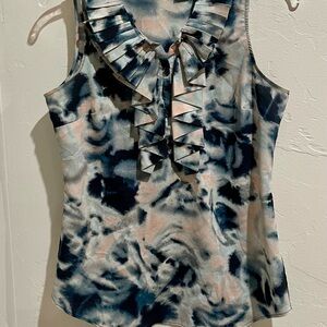 New York & Company Sleeveless Ruffle Tie-Dye Top Size S